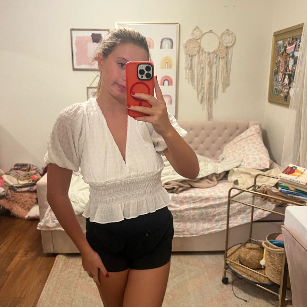Lulus white puff sleeve top
